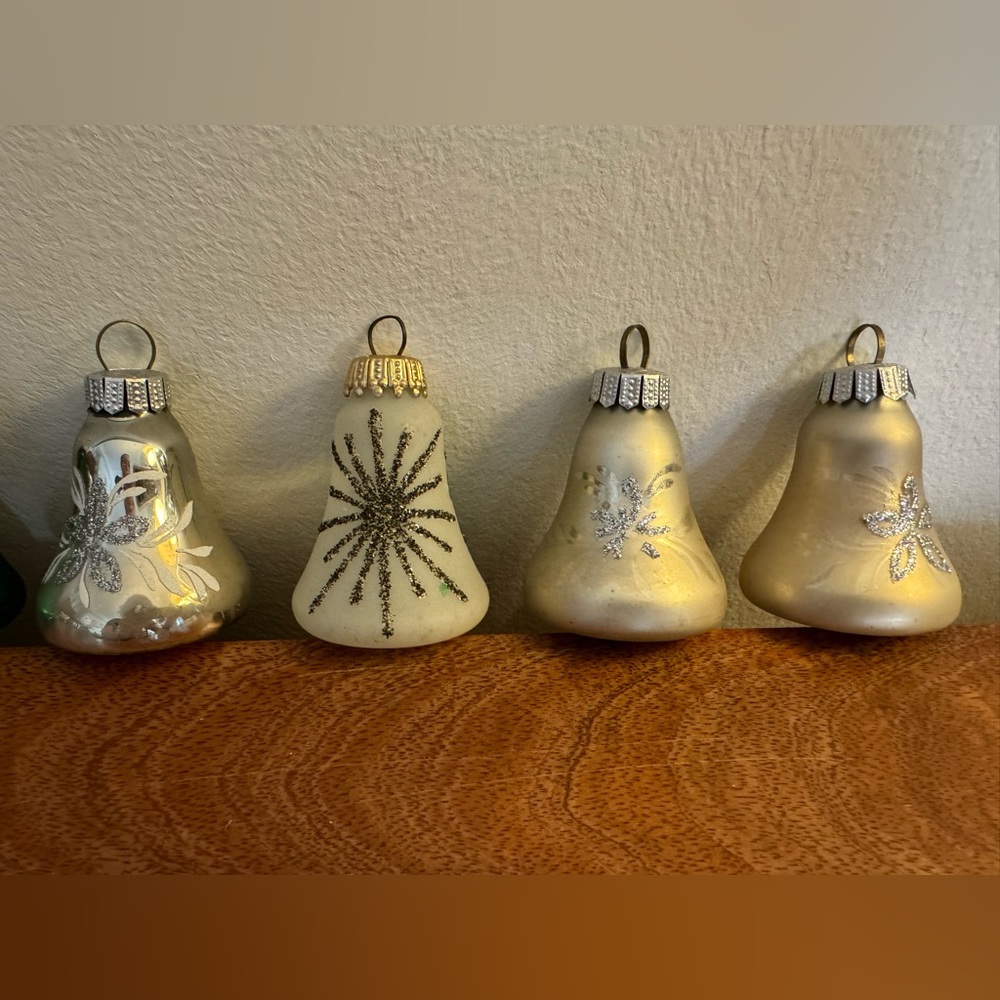 Set of 7 vintage Glass Bell Christmas Ornaments